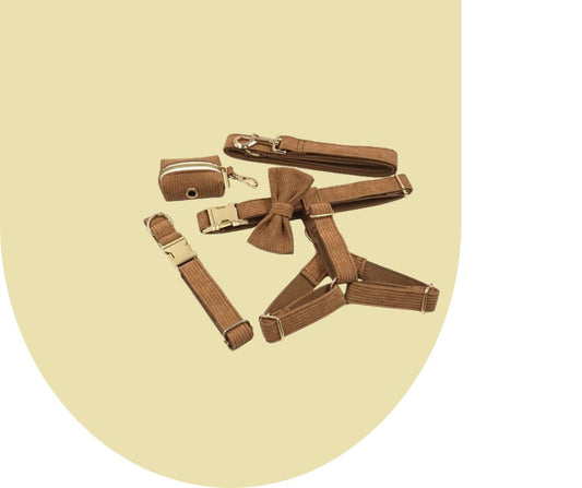 Brown Corduroy Pet Collection: Luxurious GPS-Compatible Gear-Heyripet-Neema's Pets