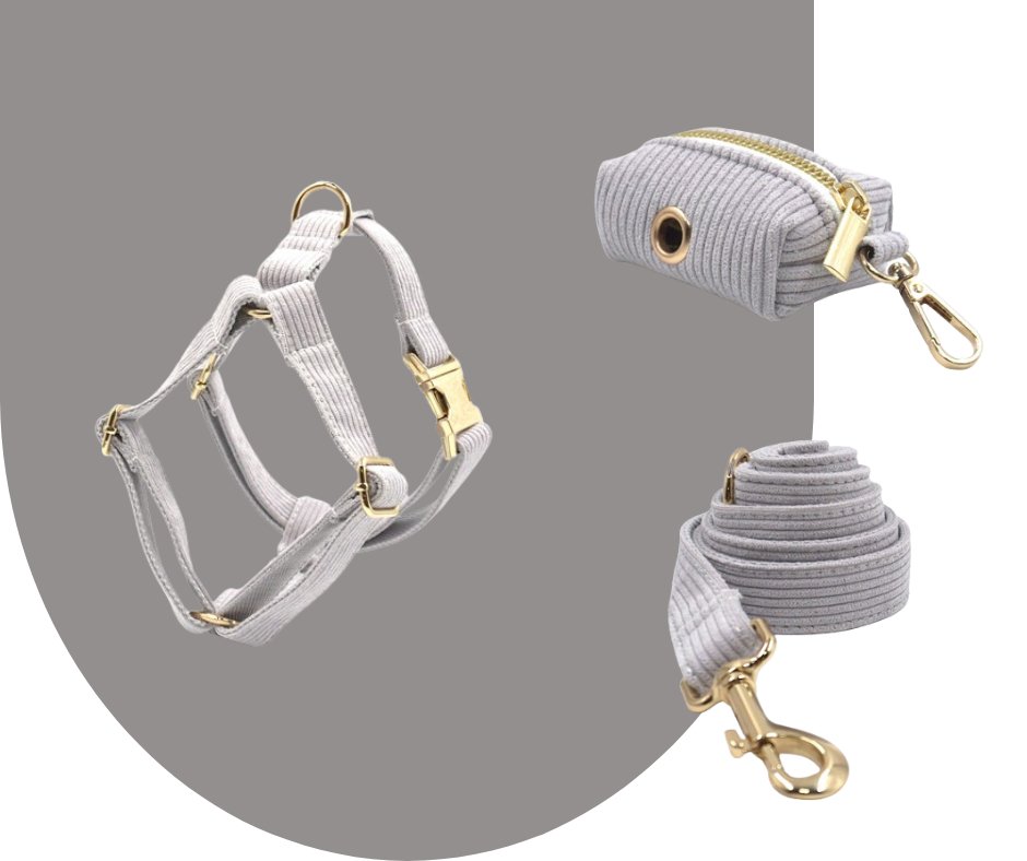 Grey Velvet Corduroy Pet Collection-Neema's Pets