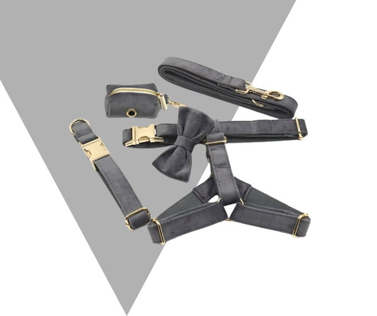 Dark Grey Velvet Corduroy Pet Collection - Neema's Pets