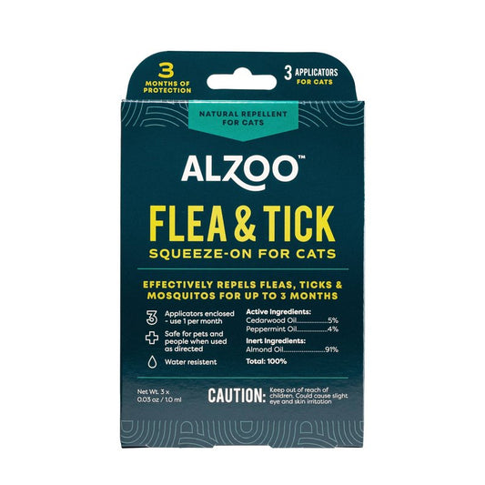 ALZOO Natural Flea & Tick Repellent for Cats & Dogs - 3 Month Supply, Easy Applicator-ALZOO Vet-Neema's Pets