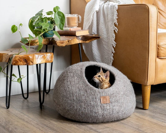 Luxurious Felted Wool Cat Cave Bed-Fuzzy Cove-Neema's Pets